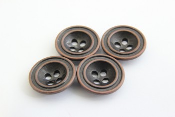 0302/01/082/44/12 - Metallknopf, 4- Loch, Gr. 28 mm (44"), altkupfer