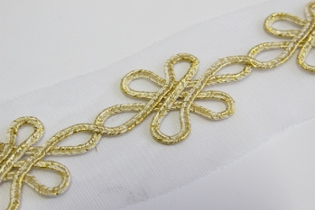 0303/15/378/00/4821 - Band, Polyester, ca. 65 mm breit, weiß/ gold