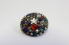 1311/01/003/40/49 - Ösenknopf, Metall, Gr. 25 mm (40"), schwarz/bunt Strass