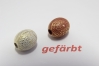2004/14/062/16/596 - Zierteil, Perle, Polyester, Gr. 16x 13 mm ( Durchlass ca. 3 mm), gold/ weiß