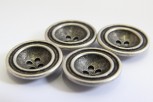 0302/01/082/36/05 - Metallknopf, 4- Loch, Gr. 23 mm (36"), altsilber