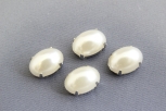 0303/14/269/10x14/01 - Zierteil, Polyester, Gr. 10 x 14 mm, silber/ perle