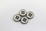 1001/01/282/16/15169 - Metallknopf, 4- Loch, Gr. 10 mm (16"), gun metall/ oxyd+ weißer Lack