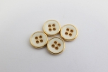 1001/01/282/16/21169 - Metallknopf, 4- Loch, Gr. 10 mm (16"), gold+ weißer Lack